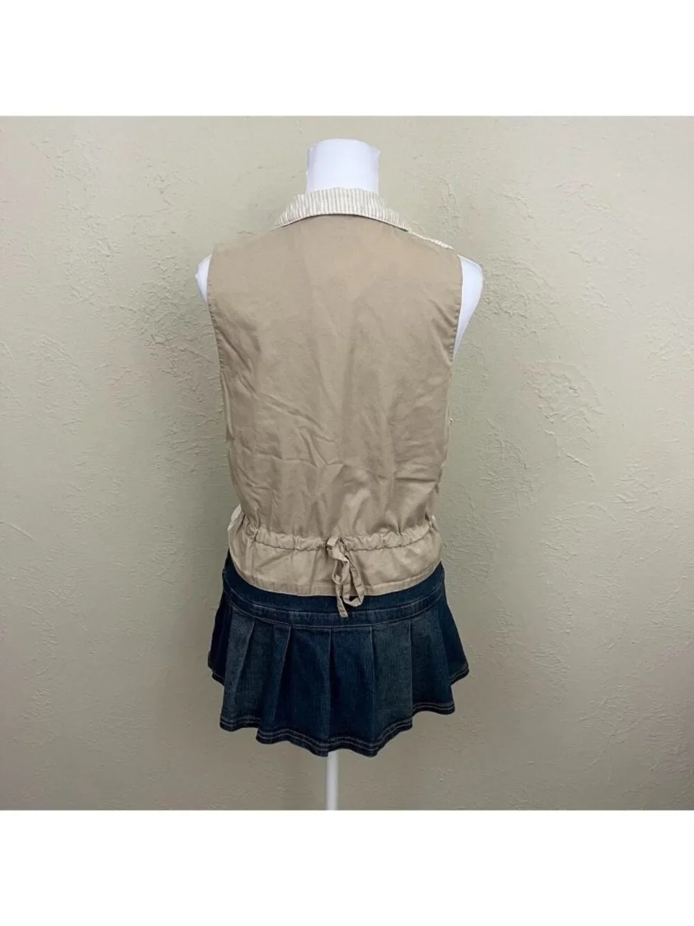 beige pinstripe linen clean girl preppy old money country club vest